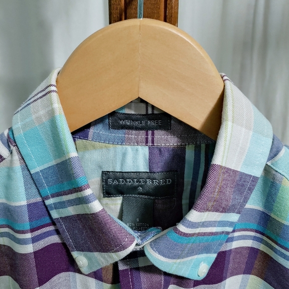 Plaid blue purple button down shirt Host Pick - Picture 3 of 4